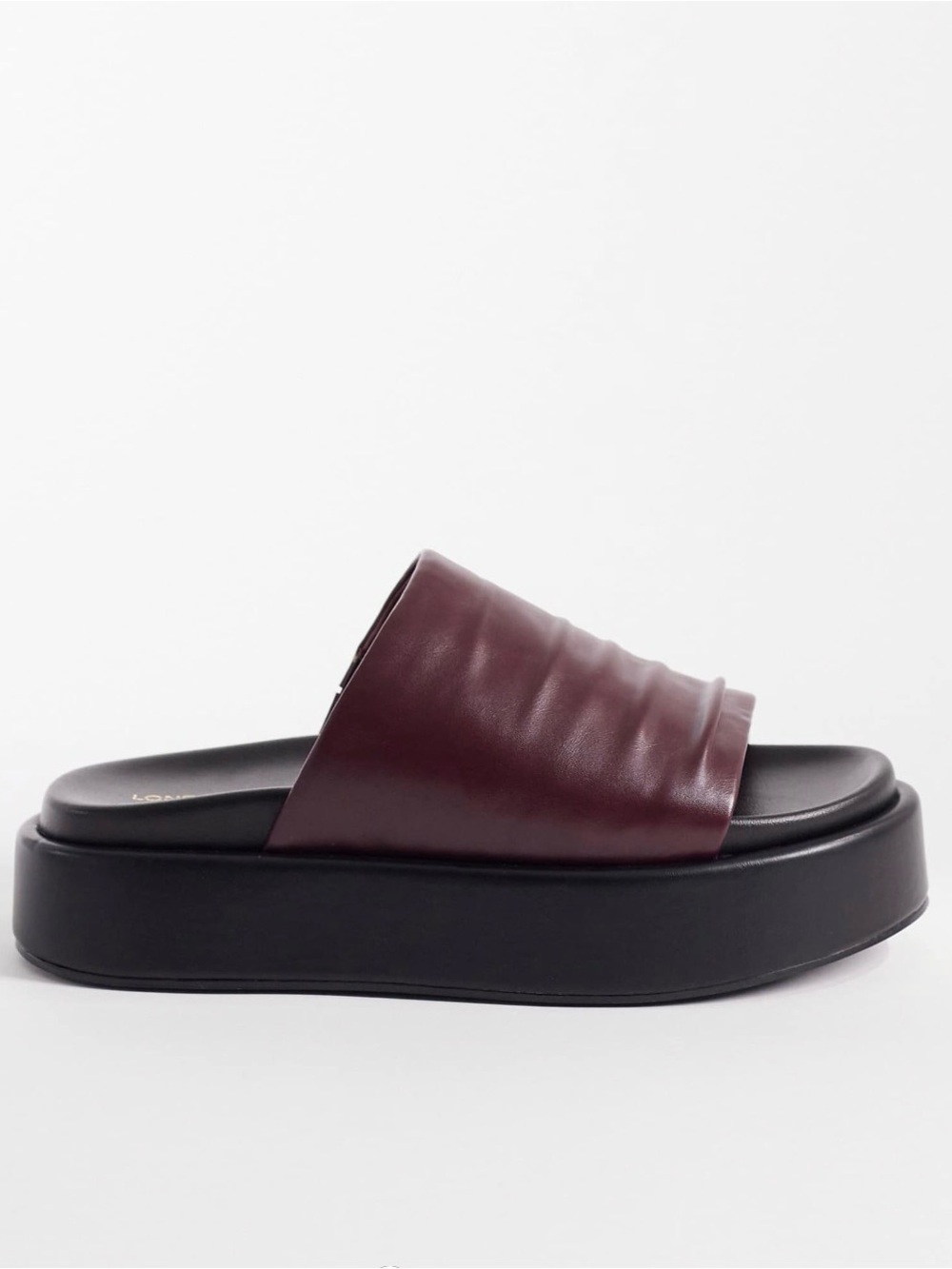 ASOS London Rebel Flatform Slides in Burgundy